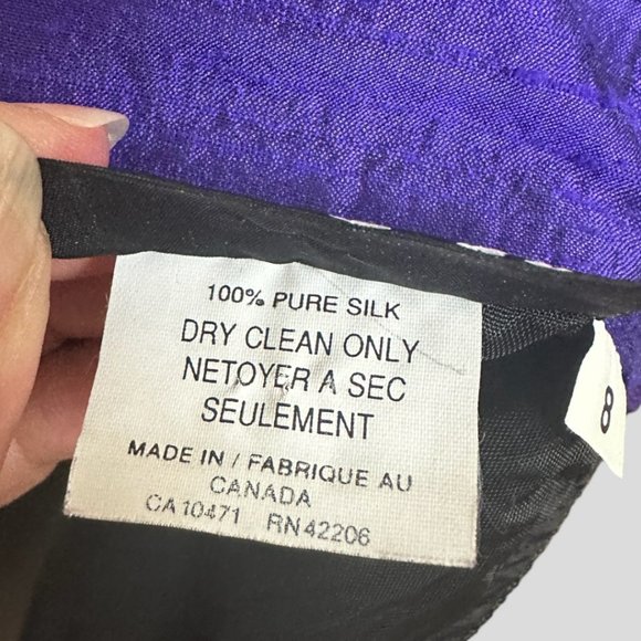 VINTAGE KANAK 100% SILK ROYAL PURPLE RUCHED DRESS (SZ 8) - Picture 9 of 12